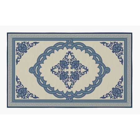 Deerlux Transitional Living Room Area Rug with Nonslip Backing, Blue Medallion Pattern, 3 x 5 ft Extra Small QI003642.XS